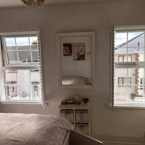 bedroom shutters opened